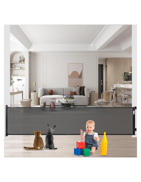 Puerta Retráctil para Bebés y Mascotas 83.82x320.04 cm Negra Puerta Retráctil para Bebés y Mascotas 83.82x320.04 cm Negra