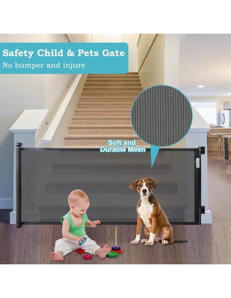 Puerta Retráctil para Bebés y Mascotas 83.82x320.04 cm Negra Puerta Retráctil para Bebés y Mascotas 83.82x320.04 cm Negra