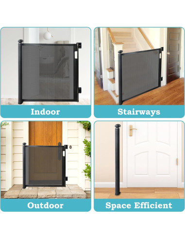 Puerta Retráctil para Bebés y Mascotas 83.82x320.04 cm Negra