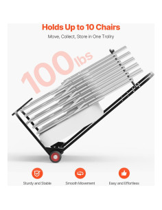 Carro para Sillas Plegables VEVOR 10 Sillas 45.36 kg Negro 2