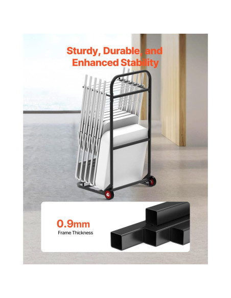 Carro para Sillas Plegables VEVOR 10 Sillas 45.36 kg Negro