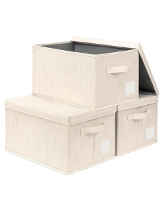 Cestas de Almacenamiento Chicvita 3 Piezas Beige con Tapa