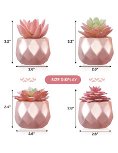 Suculentas Artificiales Tiita 4 Pack en Macetas Cerámicas Doradas 2