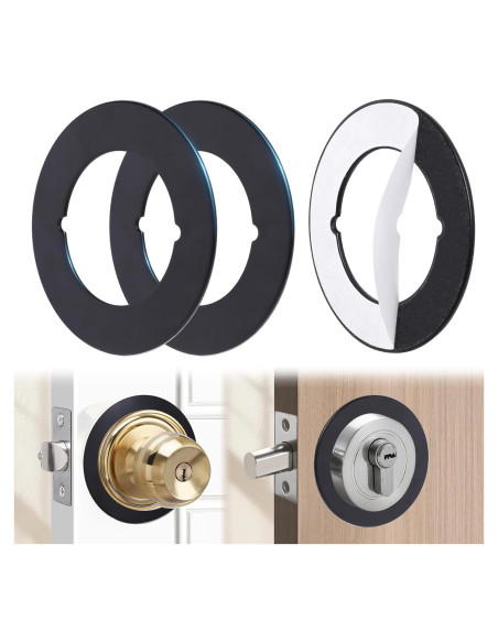 Placas de Pomos de Puerta Vizava 2 Pcs Acero Inoxidable Negro Mate