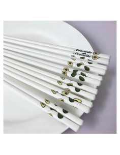 10 Pares de Palillos de Cerámica Aguacate Decohomeforu 24.68 cm