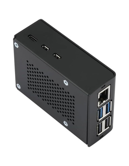 Caja de Aluminio para Raspberry Pi 5 - Soporte Colgante Negro