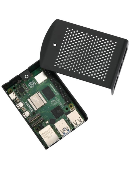 Caja de Aluminio para Raspberry Pi 5 - Soporte Colgante Negro