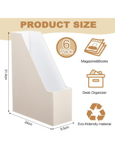 Conjunto de 6 Soportes para Revistas Feifeiya Beige Plegables 2