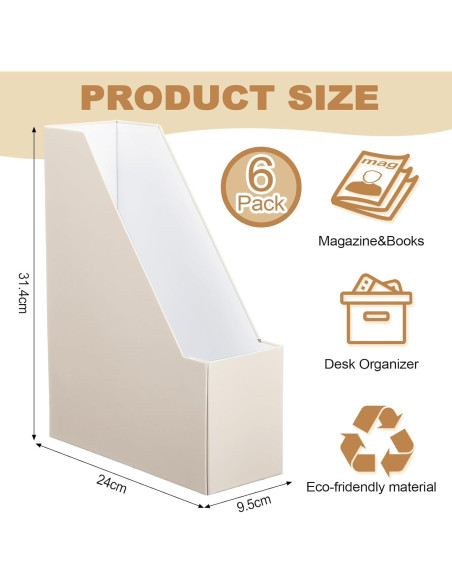 Conjunto de 6 Soportes para Revistas Feifeiya Beige Plegables