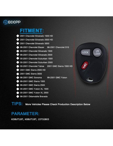 Control Remoto Entrada Sin Llave ECCPP para Chevy y GMC
