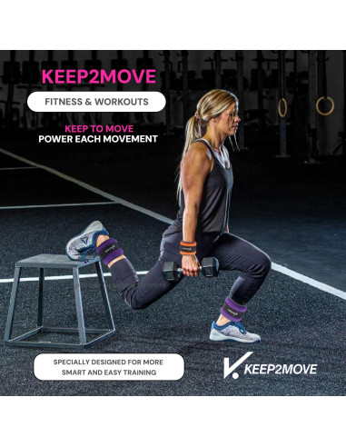 Pesas de Tobillo KEEP2MOVE 0.3Kg Rojo Rosa/Gris Ajustables