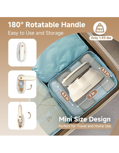 Vaporera de Viaje AckerKuro HX-6218 1200W 200ml Beige