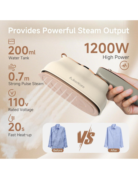 Vaporera de Viaje AckerKuro HX-6218 1200W 200ml Beige