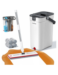Juego de trapeador y cubo HoMettler con 4 almohadillas de microfibra