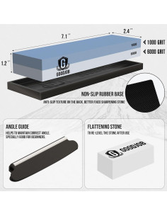 Kit de Afilado de Cuchillos Goodjob - Piedra Doble Grano 1000/6000 2
