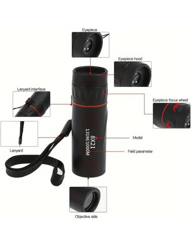 Telescopio Monocular Compacto CFDGEVX 8X Aumento Ligero