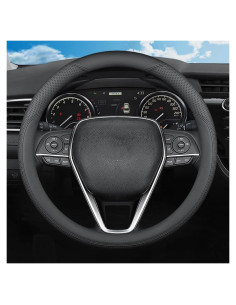 Funda de Volante SZYUCHEN para Toyota 14.5-15 Pulgadas Cuero Negro