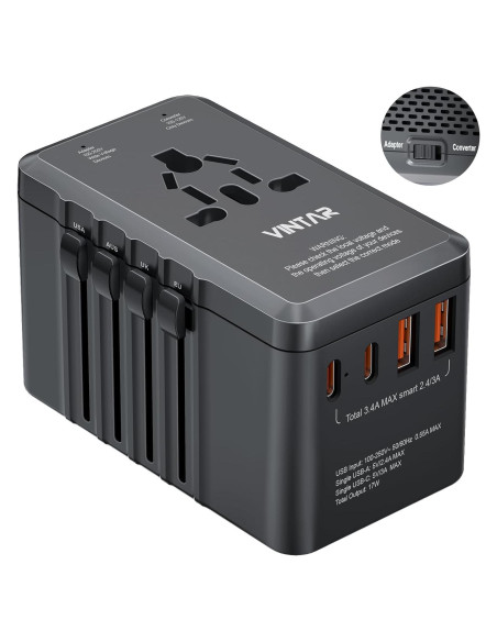 Convertidor de Voltaje 220V a 110V VINTAR 2000W con 4 USB