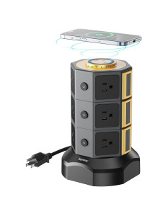 Torre de Regleta de Energía SUPERDANNY 12 Salidas AC 6 USB