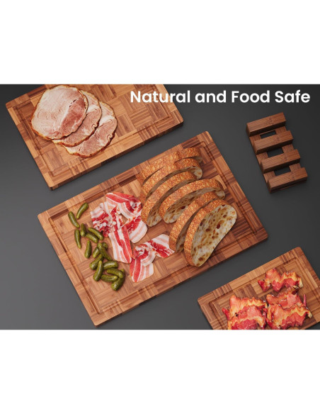 Juego de 3 Tablas de Cortar de Bambú Fibogollo con Canal de Jugo