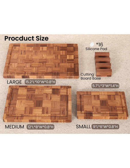 Juego de 3 Tablas de Cortar de Bambú Fibogollo con Canal de Jugo