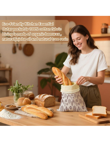 Bolsas de Pan Reutilizables OHIYO 33x43 cm Cera de Abeja (2 Pcs)