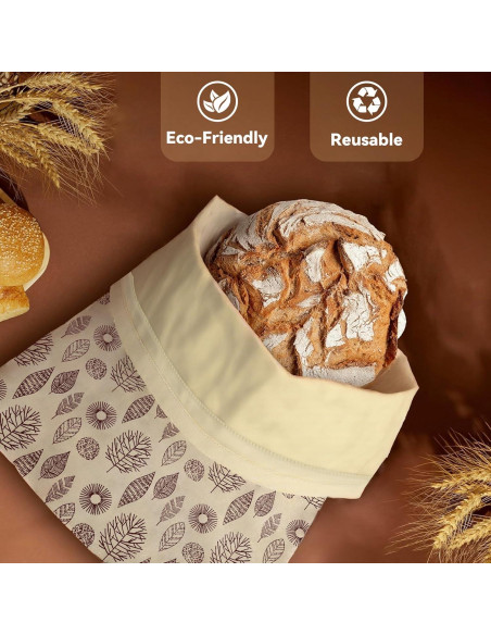 Bolsas de Pan Reutilizables OHIYO 33x43 cm Cera de Abeja (2 Pcs)