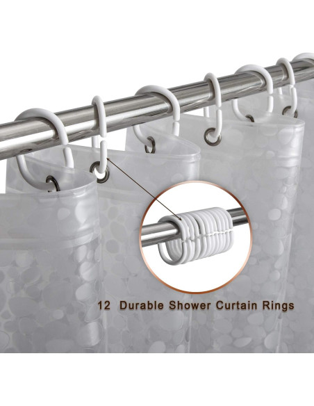 Cortina de Ducha Impermeable Bostofy 72x72cm 3D Piedra Clara