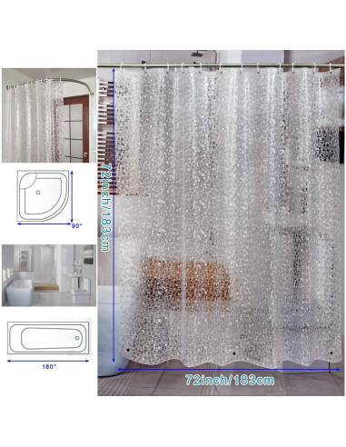 Cortina de Ducha Impermeable Bostofy 72x72cm 3D Piedra Clara