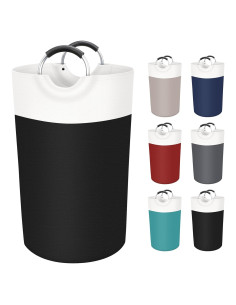 Cesta de Ropa BlissTotes 90L Impermeable con Mango Aluminio Negro