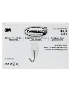 Ganchos de Palanca de Alambre Claro Command - 40 Piezas, Soporta 0.23 kg