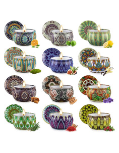 Juego de Velas Aromáticas LAJDL - 12 Fragancias de Soja