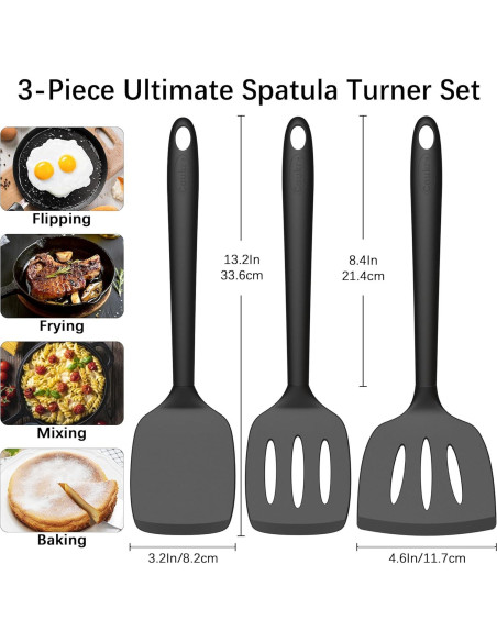 Conjunto de Espátulas de Silicona Coukre 3 Piezas Resistente al Calor