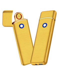 Encendedor Electrónico YANGVVIA Oro Recargable USB a Prueba de Viento