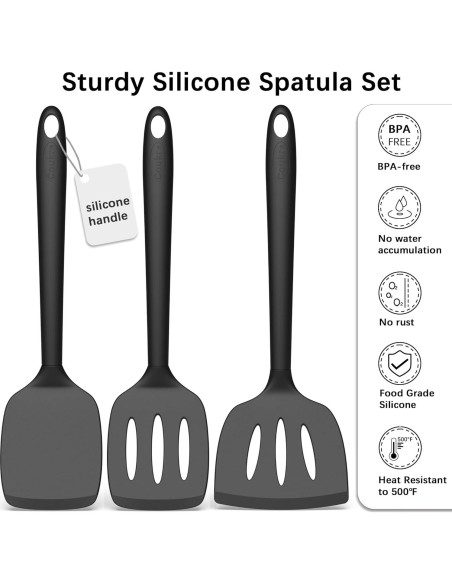 Conjunto de Espátulas de Silicona Coukre 3 Piezas Resistente al Calor