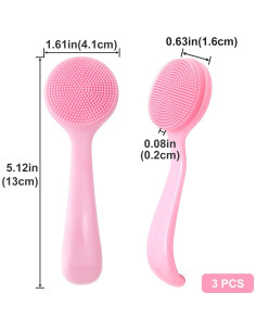 Limpiador Facial Manual de Silicona HINZIC 3 Piezas Rosa 2