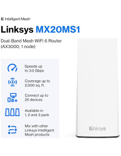 Router de Malla WiFi 6 Linksys Atlas MX2000 Doble Banda 3.0Gbps 2