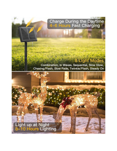 Luces de Cadena Solares Brightown 2.99m 120 LED IP65 Blanco Cálido