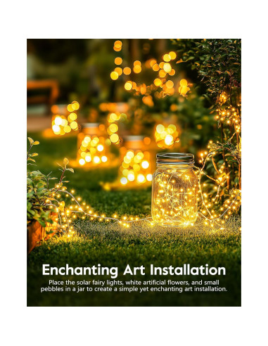 Luces de Cadena Solares Brightown 2.99m 120 LED IP65 Blanco Cálido