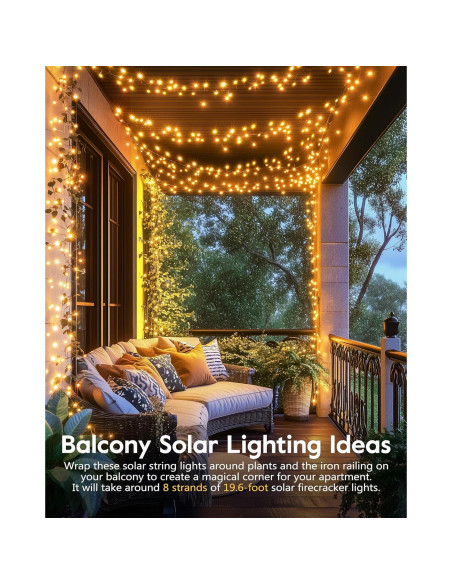 Luces de Cadena Solares Brightown 2.99m 120 LED IP65 Blanco Cálido