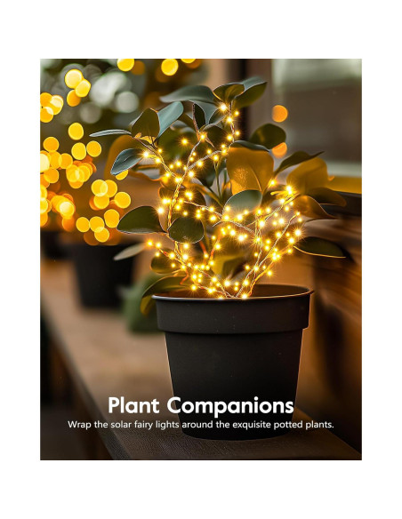 Luces de Cadena Solares Brightown 2.99m 120 LED IP65 Blanco Cálido