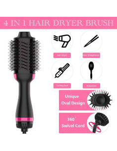 Cepillo Secador de Cabello 4 en 1 Zhuhai SY-BD08 Negro Rosa 2