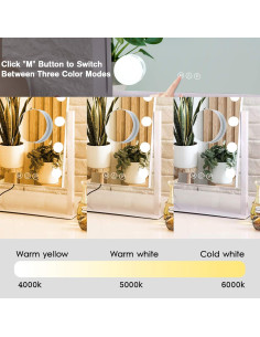 Espejo de Maquillaje Iluminado BWLLNI 30.48x35.56 cm LED 3 Colores 2