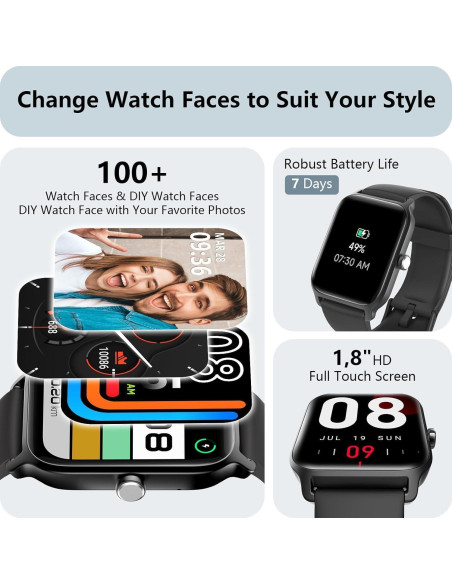 Reloj Inteligente Tensky IDW13 para Hombres - 1.8" Pantalla Táctil, IP68, 100 Modos Deportivos