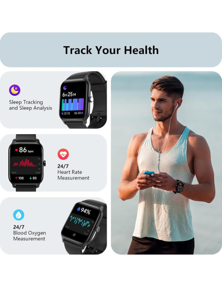 Reloj Inteligente Tensky IDW13 para Hombres - 1.8" Pantalla Táctil, IP68, 100 Modos Deportivos