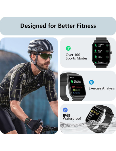 Reloj Inteligente Tensky IDW13 para Hombres - 1.8" Pantalla Táctil, IP68, 100 Modos Deportivos