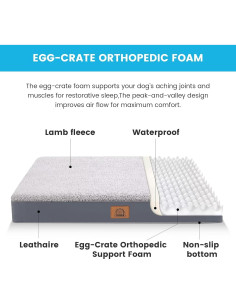 Cama ortopédica para perros grandes Sunheir 88.9x55.9cm Gris 2