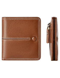 Billetera Delgada Bifold TFKGS de Cuero Vegano Marrón RFID