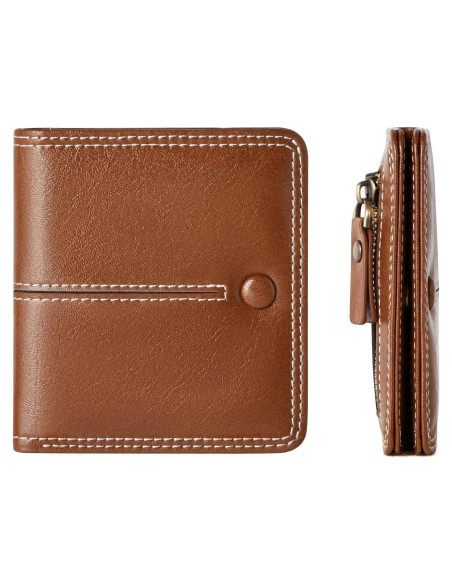 Billetera Delgada Bifold TFKGS de Cuero Vegano Marrón RFID
