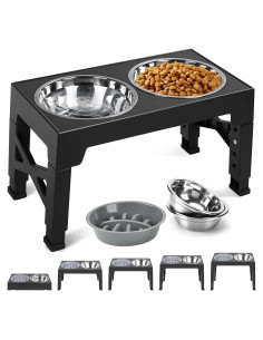 Soporte Elevado para Cuencos de Perro TUAHOO - 5 Alturas Ajustables